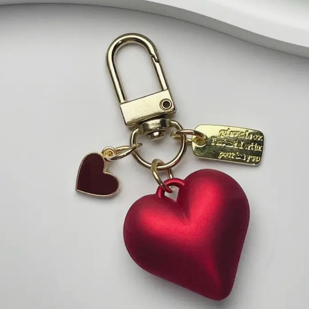 Gold and Red Heart Keychain